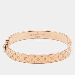 Pre Owned Louis Vuitton Rose Gold Tone Nanogram Cuff Bracelet M