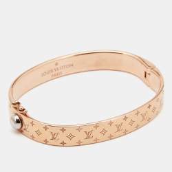 Pre Owned Louis Vuitton Rose Gold Tone Nanogram Cuff Bracelet M