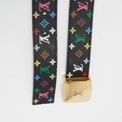 Louis Vuitton Black Monogram Multicolore Canvas LV Cut Belt 85CM