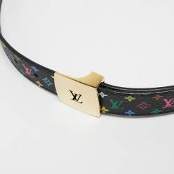 Louis Vuitton Black Monogram Multicolore Canvas LV Cut Belt 85CM