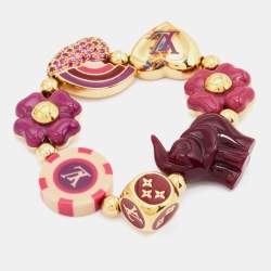 Pre Owned Louis Vuitton Plum Tutti Lucky Elastisized Bracelet