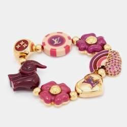 Pre Owned Louis Vuitton Plum Tutti Lucky Elastisized Bracelet