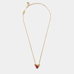 Louis Vuitton Essential V  Crystals Gold Tone Chain Necklace