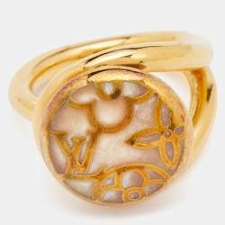 Pre Owned Louis Vuitton Gold Tone Celeste Bracelet & Ring Set