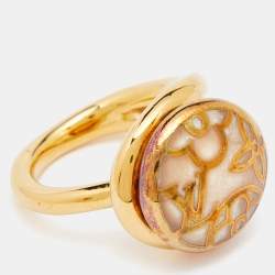 Pre Owned Louis Vuitton Gold Tone Celeste Bracelet & Ring Set