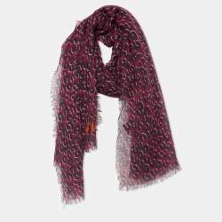Louis Vuitton Leopard Print Scarf Scrunched Silk and Cashmere