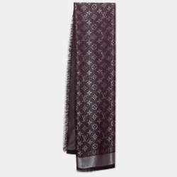Louis Vuitton Purple Monogram Wool/Silk Shine Shawl Scarf