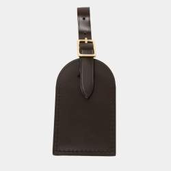 Pre Owned Louis Vuitton Brown Leather Luggage Name Tag