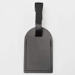 Pre Owned Louis Vuitton Black Leather Luggage Name Tag