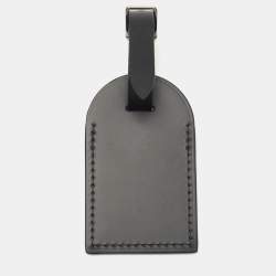 Pre Owned Louis Vuitton Black Leather Luggage Name Tag