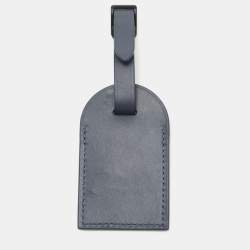 Pre Owned Louis Vuitton Black Leather Luggage Name Tag