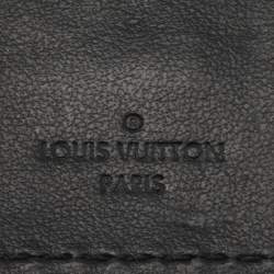 Pre Owned Louis Vuitton Black Leather Luggage Name Tag