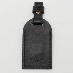 Pre Owned Louis Vuitton Black Leather Luggage Name Tag