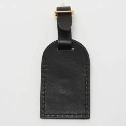 Pre Owned Louis Vuitton Black Leather Luggage Tag