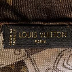 Pre Owned Louis Vuitton Brown Trunks Monogram Silk Scarf