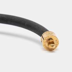 Pre Owned Louis Vuitton Daily Confidential Canvas Leather Gold Tone Metal Bracelet
