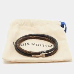 Pre Owned Louis Vuitton Keep It Double Canvas Silver Tone Wrap Bracelet