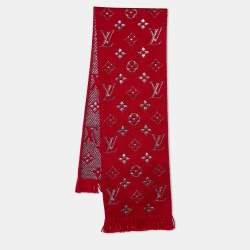 LOUIS VUITTON Wool Silk Logomania Shine Scarf Rose Pop 472636