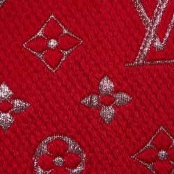 Louis Vuitton Red Wool Silk Logomania Shine Scarf