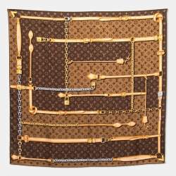 Louis Vuitton Brown Silk Confidential Scarf - Yoogi's Closet
