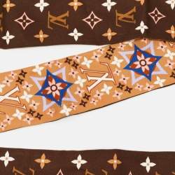 Pre Owned Louis Vuitton Brown/Beige Flowers Forever Silk Bandeau