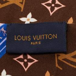 Pre Owned Louis Vuitton Brown/Beige Flowers Forever Silk Bandeau