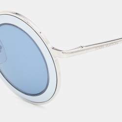 Pre Owned Louis Vuitton Silver Tone/Blue Z0750U Aman Round Sunglasses