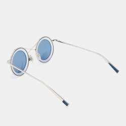 Pre Owned Louis Vuitton Silver Tone/Blue Z0750U Aman Round Sunglasses
