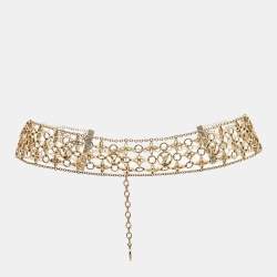 Pre Owned Louis Vuitton Filigram Gold Tone Necklace