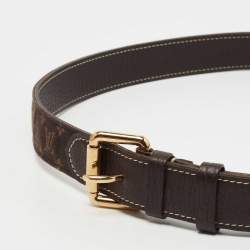 Louis Vuitton Ebene Monogram Mini Lin Canvas Buckle Belt 