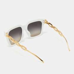 Pre Owned Louis Vuitton White MG2282 LV Edge Chain Cat Eye Sunglasses