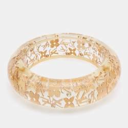 Pre Owned Louis Vuitton Gold Tone Monogram inclusion Bangle