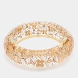 Pre Owned Louis Vuitton Gold Tone Monogram inclusion Bangle