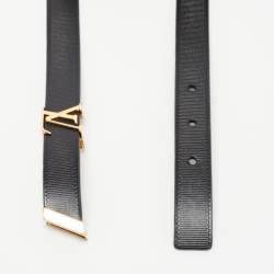 Louis Vuitton Black Embossed Leather LV Initiales Belt 85CM
