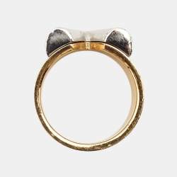 Louis Vuitton Two Tone Essential V Band Ring Size M