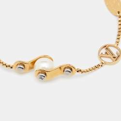Pre Owned Louis Vuitton Speedy Faux Pearl Gold Tone Bracelet