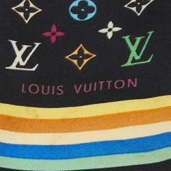 Pre Owned Louis Vuitton Black Multicolor Monogram Print Silk Bandeau