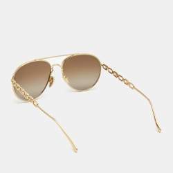 Louis Vuitton Gold/Brown Z1539W My LV Chain Pilot Sunglasses
