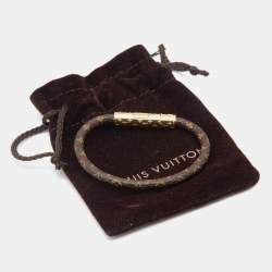 Louis Vuitton Brown Monogram Canvas Gold Tone Confidential Bracelet