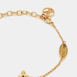 Pre Owned Louis Vuitton Gold Stone Crystal Enamel Ladybug Chain Bracelet