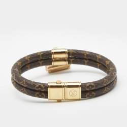 Louis Vuitton Keep It Twice Bag Charm Canvas Gold Tone Bracelet
