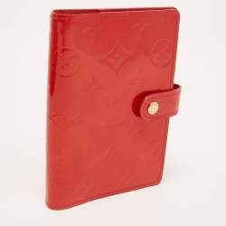 Pre Owned Louis Vuitton Red Monogram Vernis Small Ring Agenda Cover