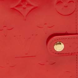 Pre Owned Louis Vuitton Red Monogram Vernis Small Ring Agenda Cover