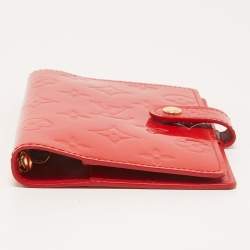 Pre Owned Louis Vuitton Red Monogram Vernis Small Ring Agenda Cover