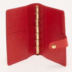 Pre Owned Louis Vuitton Red Monogram Vernis Small Ring Agenda Cover