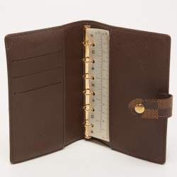 Pre Owned Louis Vuitton Damier Ebene Canvas Small Ring Agenda Cover