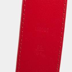 Pre Owned Louis Vuitton Red Leather LV New Wave Belt 85CM