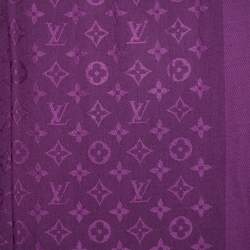 Pre Owned Louis Vuitton Purple Monogram Wool & Silk Shawl
