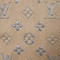 Louis Vuitton Beige Wool & Silk Fringed Logomania Scarf