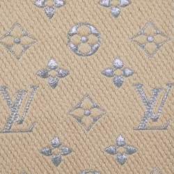 Louis Vuitton Beige Wool & Silk Fringed Logomania Scarf